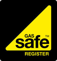 Arco check gas cookers in Romford. A black square with a yellow triangle to the right hand bottom corner. Written inside the triangle are the words Gas Safe Register.